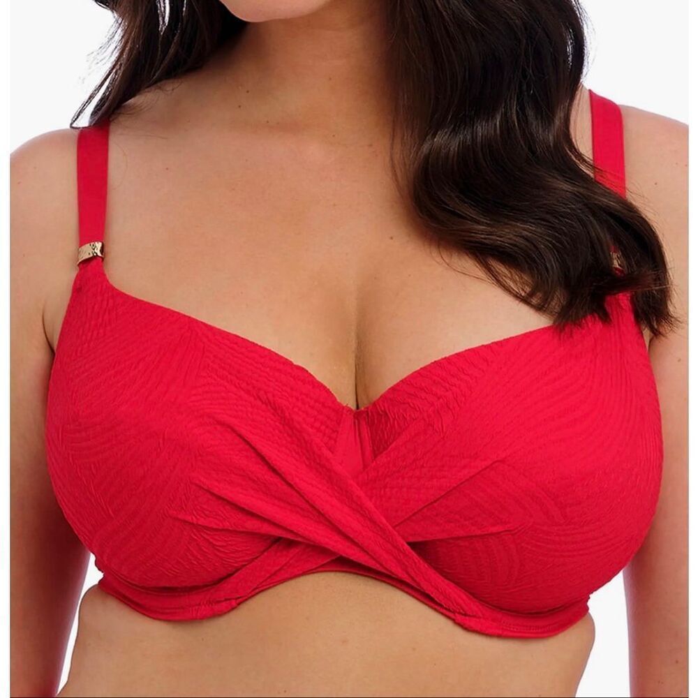 Fantasie 40J NWT red full cup coverage Ottawa Underwire Wrap Front Bikini Top